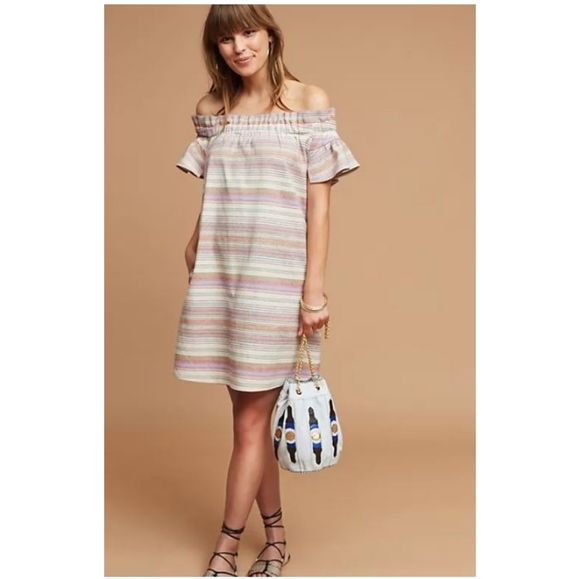 Corey Lynn Calter Off Shoulder Ruffle Dress Large Petite - Picture 3 of 10